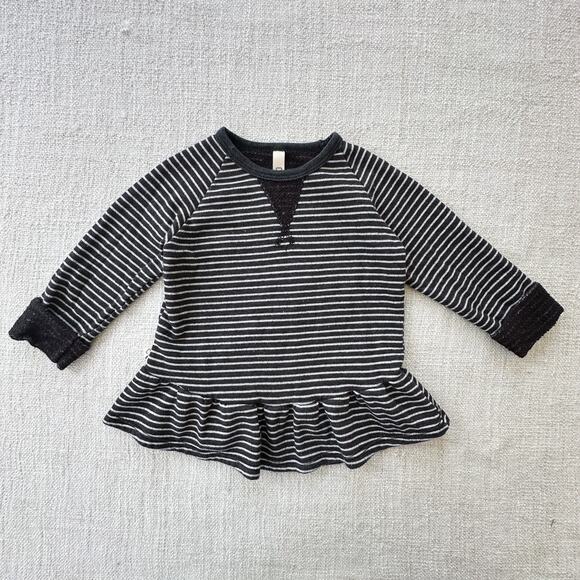 Childhoods Black Striped Peplum Sweatshirt VGUC 18-24mo - Picture 1 of 5